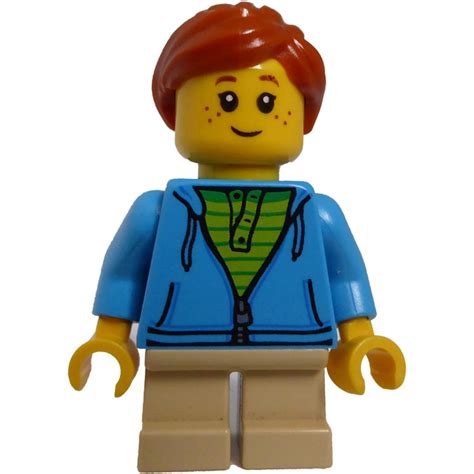 Lego Girl With Hoodie Over Bright Green Striped Shirt Minifigure Comes
