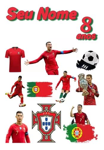 Topo Topper De Bolo Personalizado Cristiano Ronaldo Portugal