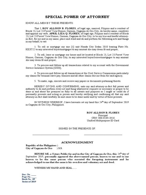 Spa Flores Pdf Mortgage Law Power Of Attorney