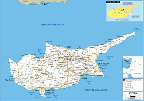 Large Size Road Map Of Cyprus Worldometer