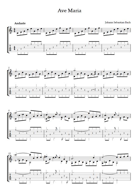 Ave Maria (Bach) - Guitar Tabs and Sheet Music