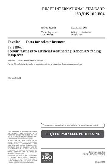 Iso Dis B Textiles Tests For Colour Fastness Part B