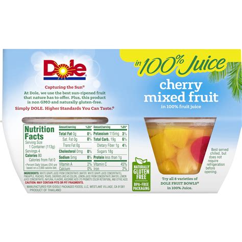 Dole Diced Pears In 100 Fruit Juice Nutrition Facts Besto Blog