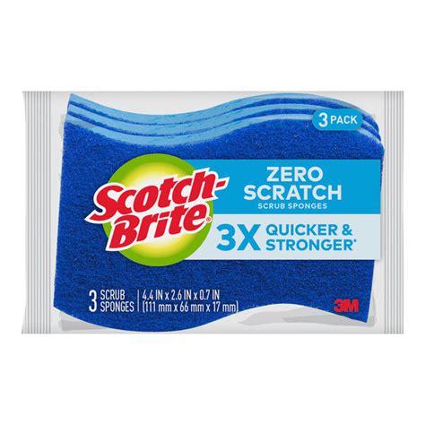 M Scotch Brite Zero Scratch Scrub Sponge Pack