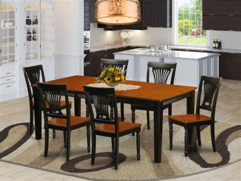 East West Furniture Quincy 7 Piece Dining Set With Wood Chairs In Black