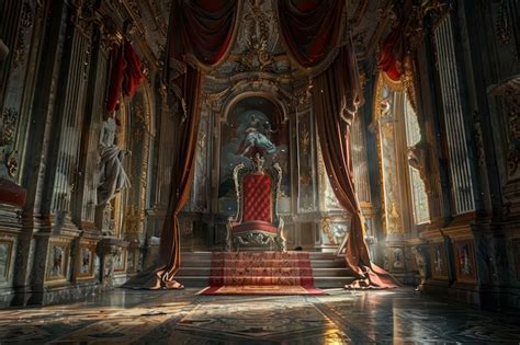 The throne room in the castle is lit up by sunlight | Premium AI-generated image