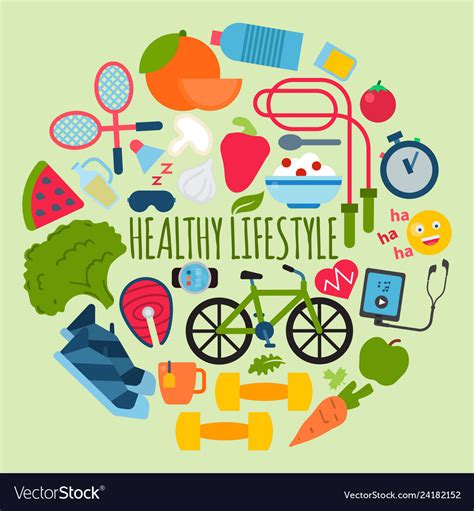 Healthy Lifestyle Concept Round Pattern Royalty Free Vector