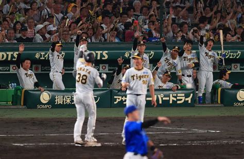 ＜神・d＞5回、小幡の同点打に盛り上がる阪神ベンチ（撮影・岸 良祐） ― スポニチ Sponichi Annex 野球