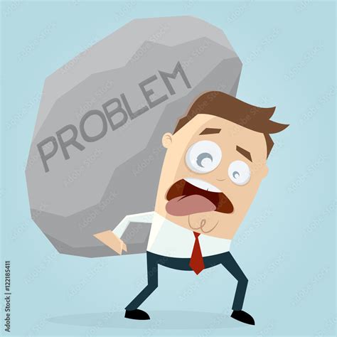 clipart of businessman carrying a big problem rock Stock Vector | Adobe ...