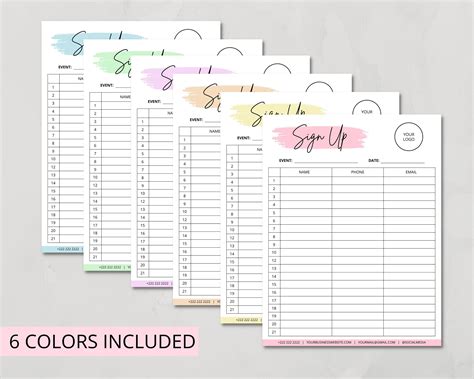 Editable Sign Up Sheet Template Printable Sign Up Template Sign Up