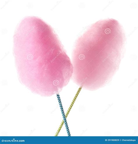 Two Sweet Pink Cotton Candies Isolated On White Stock Image Image Of