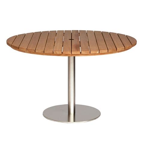 Round Outdoor Teak Pedestal Table Patio Balcony Garden Poolside