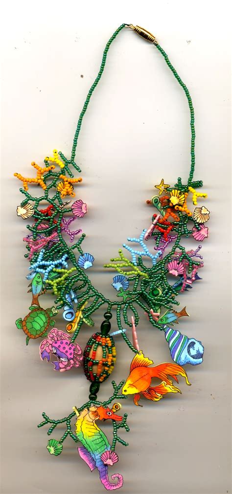 Coral Reef Necklace Features Coralling And Sealife Charms Made From