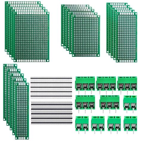 Dual Side Prototype Pcb Board Kit 50mm Screw Terminal Blocks 254mm