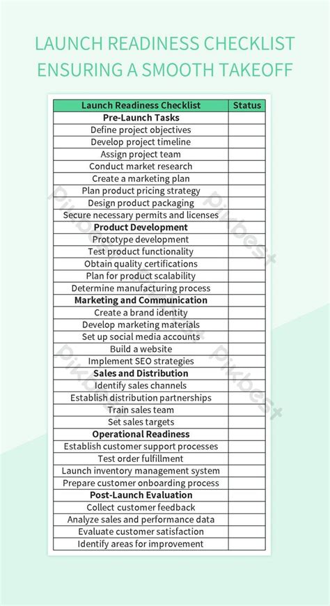 Launch Readiness Checklist Ensuring A Smooth Takeoff Excel Template Free Download Pikbest