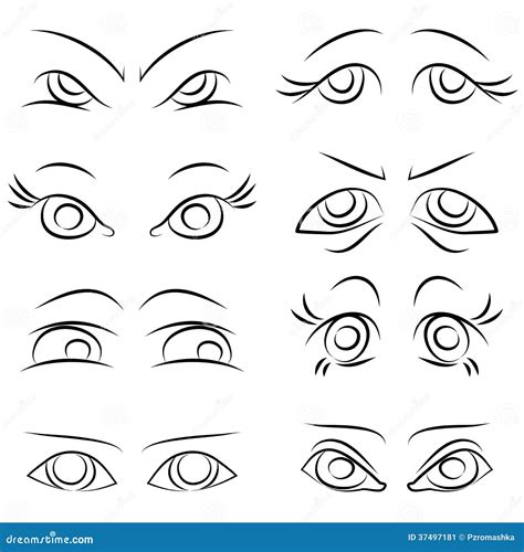 Emotions Set Of Pairs Of Eyes Vector Stock Vector Illustration Of