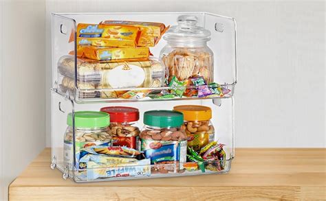 Nicunom Pack Stackable Plastic Storage Bins Open Front Clear Pantry