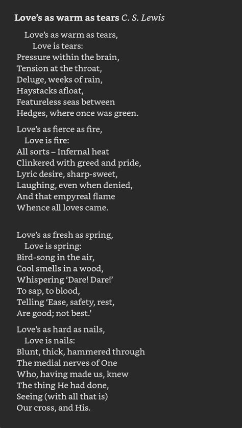 Loves As Warm As Tears Poem Rcslewis