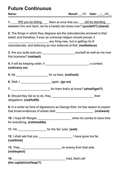 10 Future Continuous Pdf Worksheets With Answers Grammarism