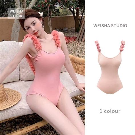 Student Internet Celebrities Wear One Piece Swimsuit Women Summer Flower Style Sexy Hot Girls