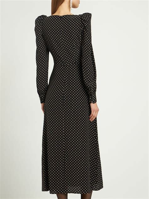 Alessandra Rich Polka Dot Silk Georgette Midi Dress Alessandra Rich