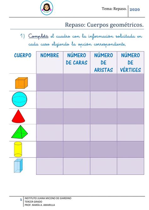 Ejercicio Online De Cuerpos Geom Tricos Para Tercer Grado Mate Idea