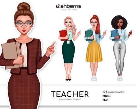 Cute Teacher Clip Art School Clip Art Digital Teacher Clipart Digital Office Clipart School