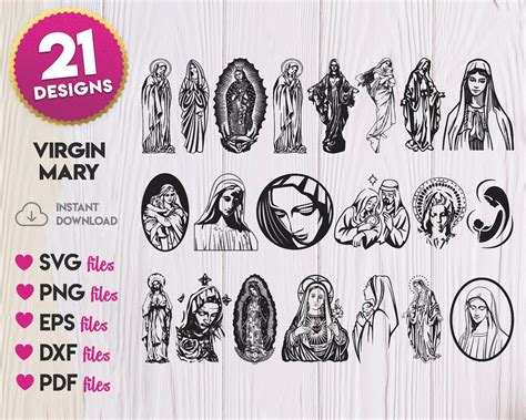 Virgin Mary Svg Files For Cricut And Silhouettes