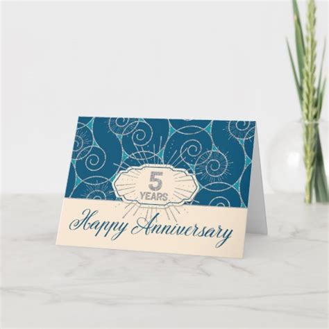 Employee Anniversary Years Blue Swirls Card Zazzle