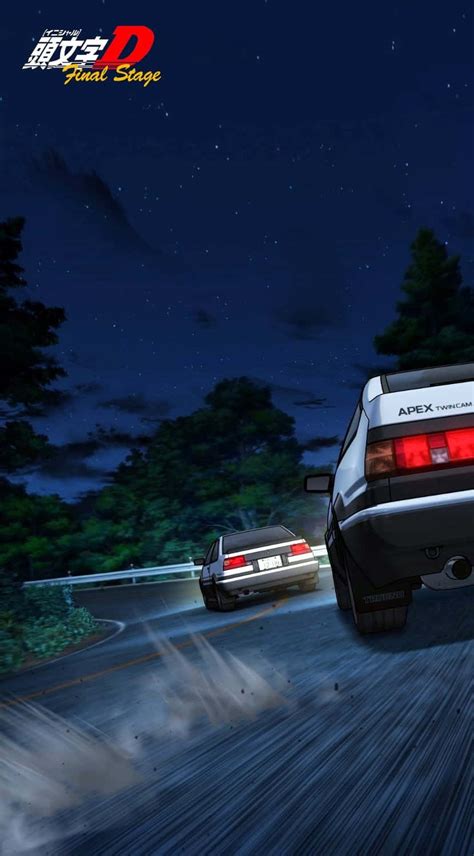 Download Initial D Phone Car Chase At Night Wallpaper | Wallpapers.com