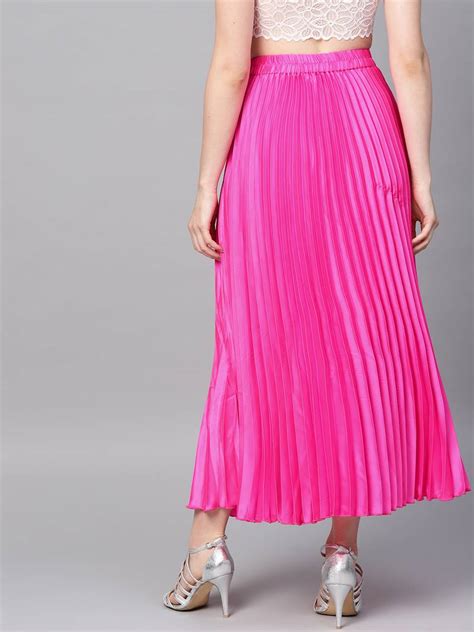 Pink Satin Pleated Maxi Skirt Sassafras 3155979