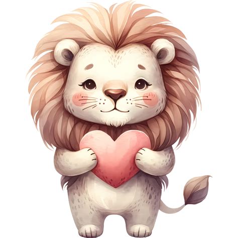 Ai Generated Animal Holding The Heart Clipart For Love In Valentine Day