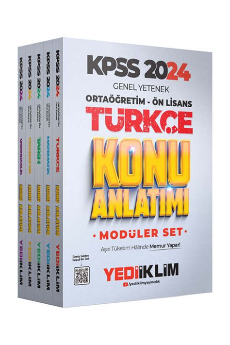 Yediiklim Yayınları 2024 KPSS Ortaöğretim Önlisans GK GY Konu Anlatımlı