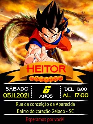 Convite aniversário Dragon Ball Z Edite grátis nosso editor online