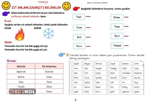 Kroki Ve Z T Anlaml Kelimeler Eduhol Etkinlik Ndir Oyun Oyna