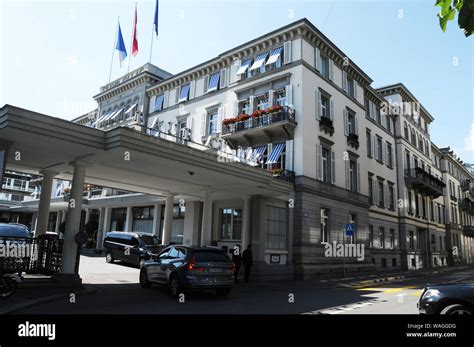 Switzerland The entrance of the luxury Hotel Baur au Lac at Zürich