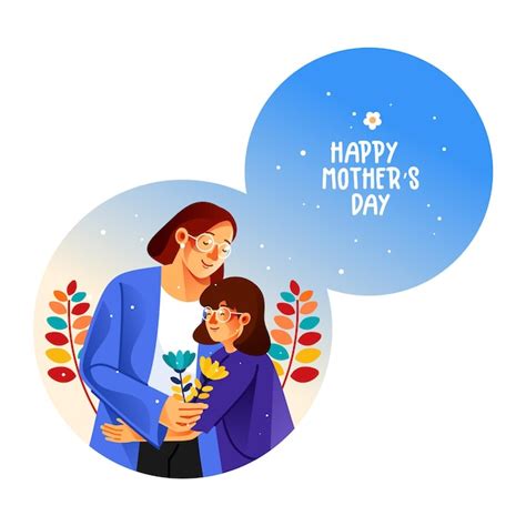 Premium Vector Happy Mothers Day Greeting Card Mother Hugging Her