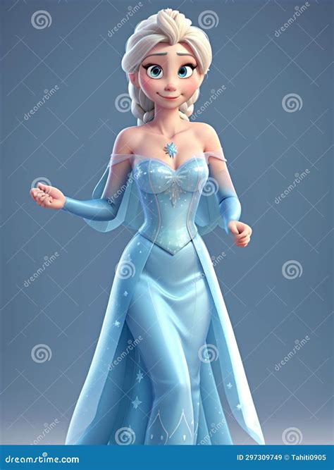 Elsa Cartoon Character Outline Vector Illustration