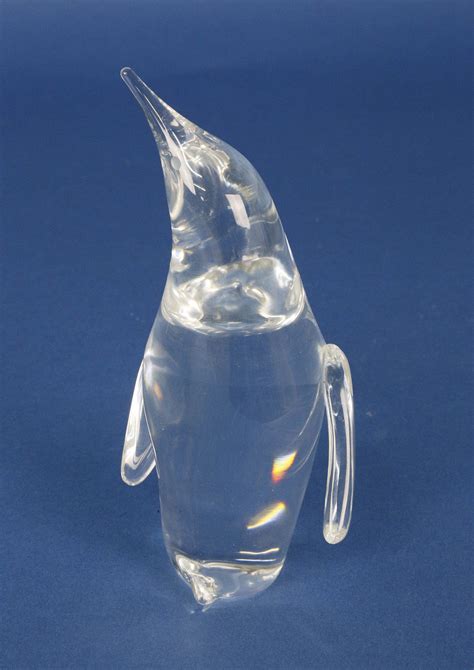 Steuben Clear Crystal Penguin Signed Steuben Clear Crystal Figural