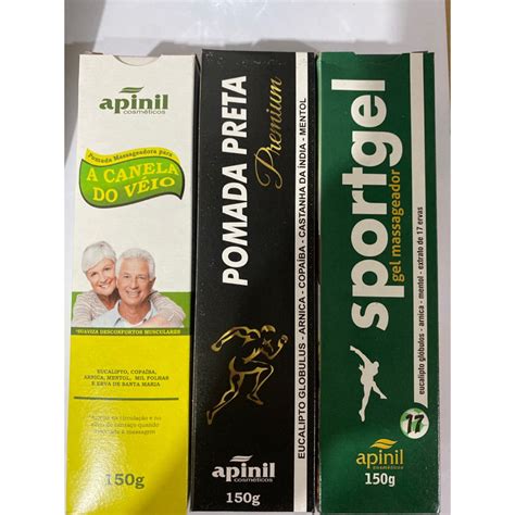 Kit Pomada Gel Massageadora Canela De Velho E Fisio Forte E Pomada