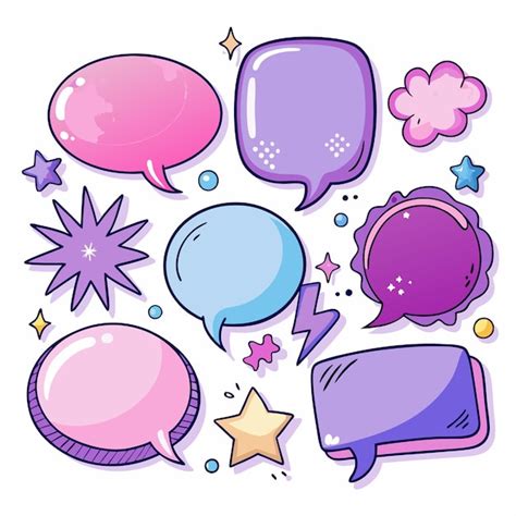 Colorful Speech Bubbles With Stars And Lightning Bolt Premium Ai