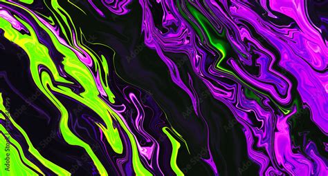 Bright Fluid Violet Black Neon Green Background Abstract Liquid