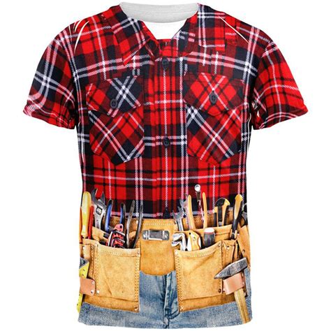 Halloween Flannel Handy Man Costume All Over Adult T Shirt Old Glory