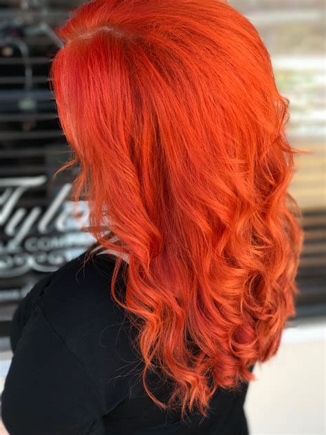 Long Wavy Fiery Red Hair Color Bright Vivid Warm Red Hair Fun Fall Color Pravana Vivids Hair