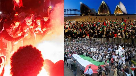 Flares Set Off At Sydney Opera House Lit Up In Blue And White As Pro