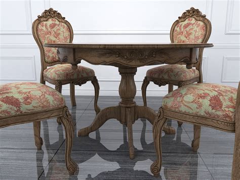 Classic Dinning Table Chair Set 3 3D Model By Nhattuankts