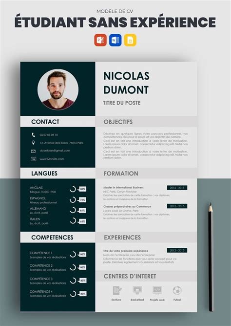 Mod Le Cv Etudiant Sans Exp Rience Graphic Design Cv Curriculum