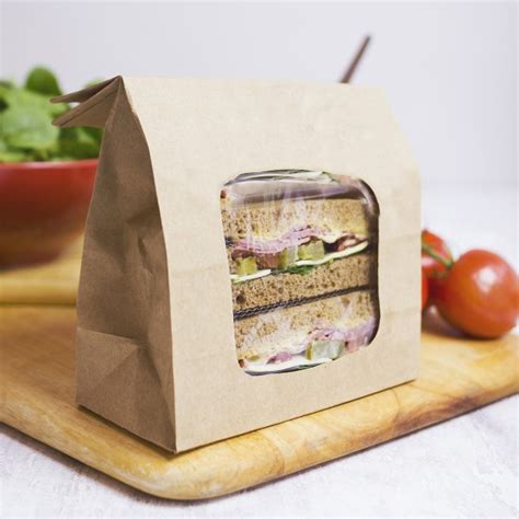 Vegware 6 X 3 X 9in Kraft Natureflex Window Bloomer Bag