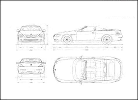 BMW 6 Series E63 Cabrio 2008 2D Drawing Blueprints 30195