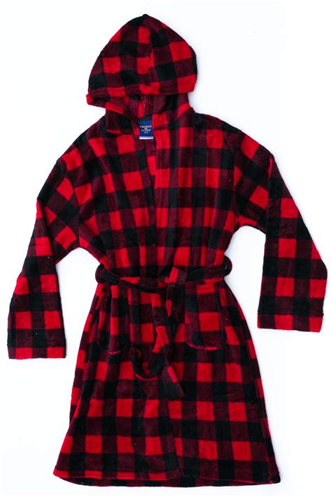 Prince Of Sleep Fleece Solid Robes For Boys Red Buffalo Plaid Boys 10